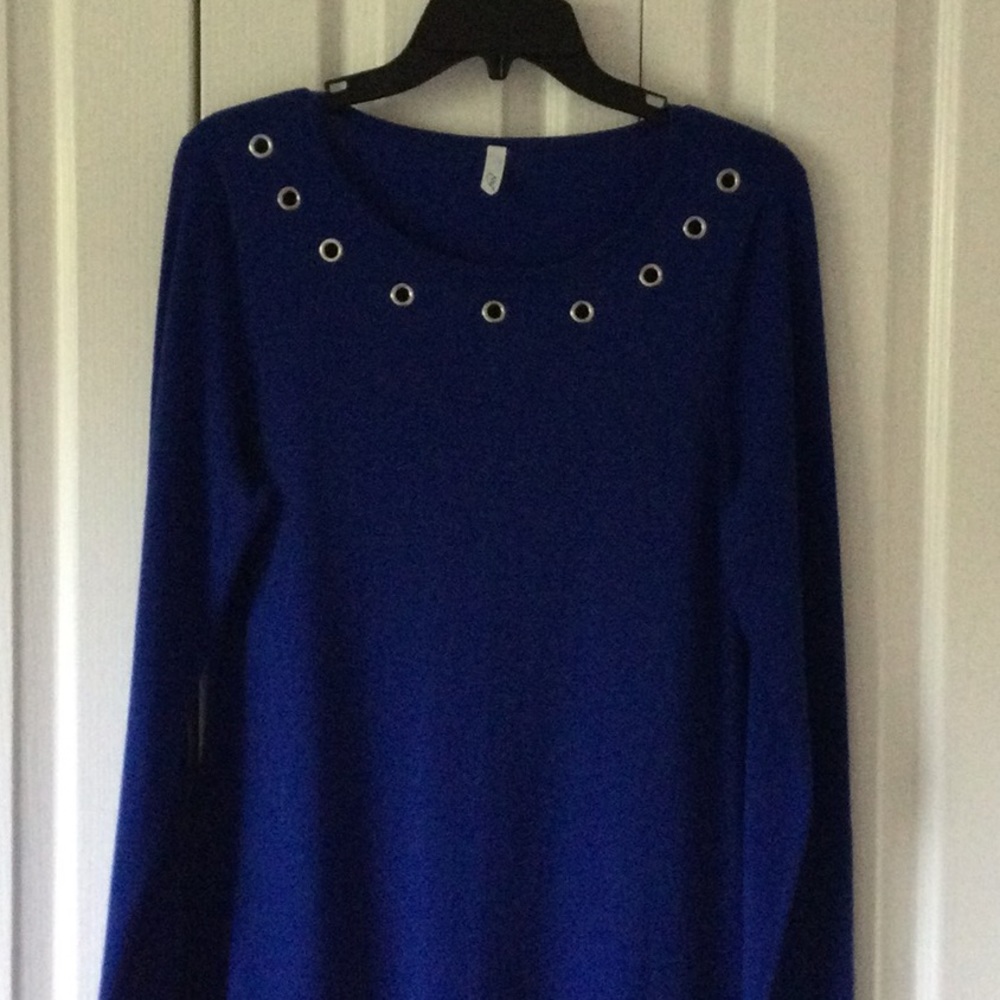 Blue knit dress